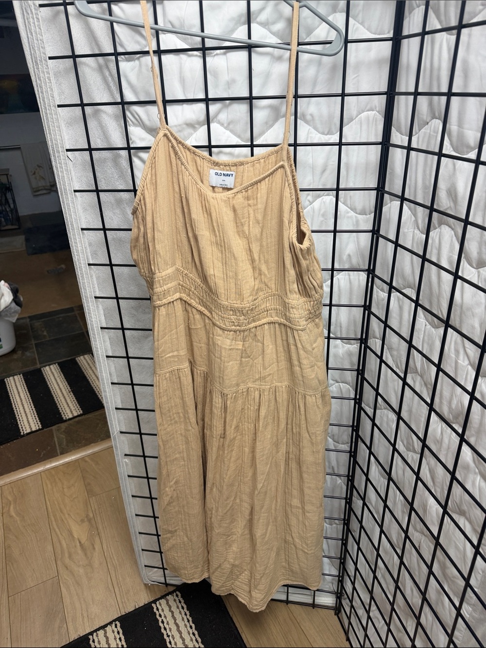 Old Navy Tan Tiered Spaghetti Strap Midi Dress